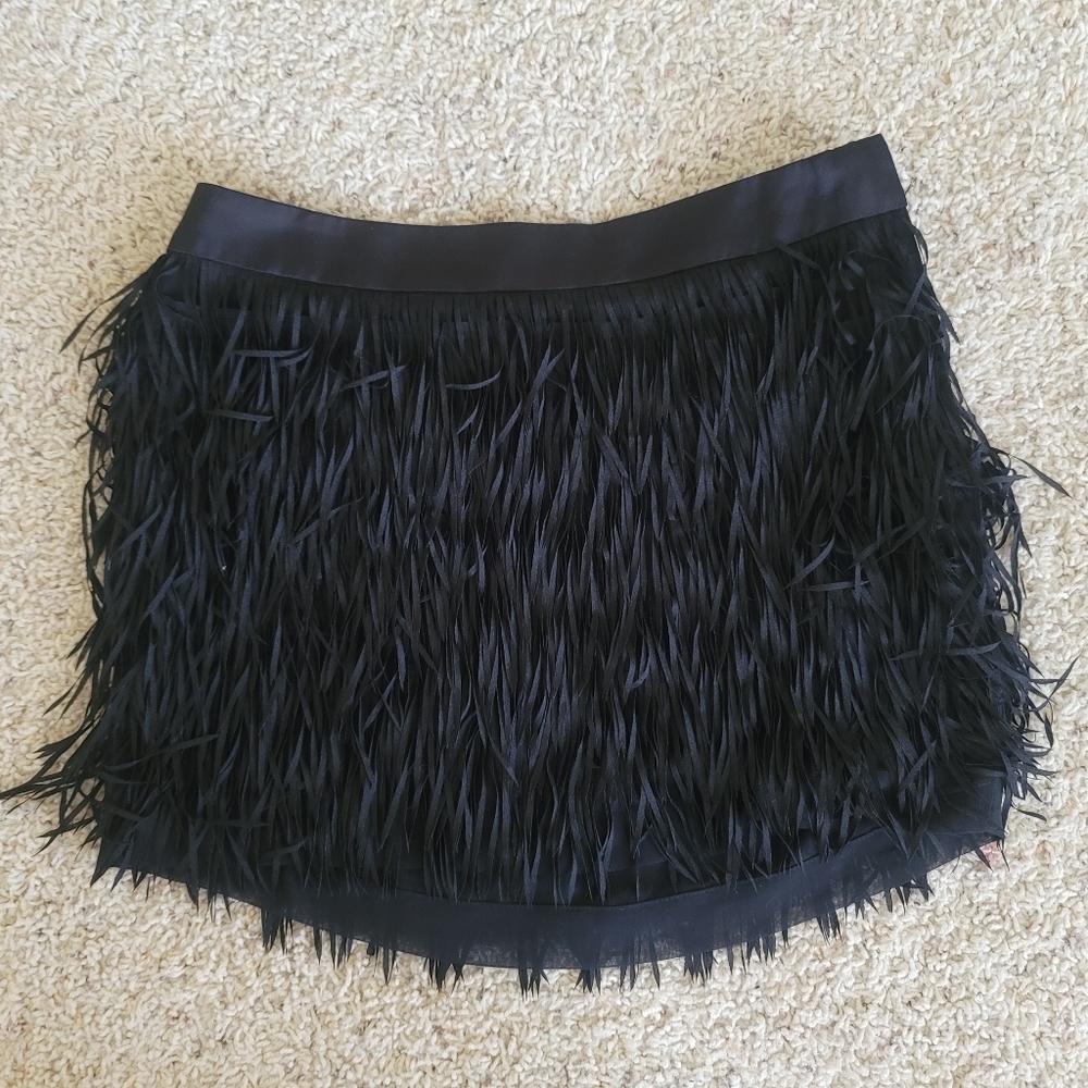 Express Fringe Black Mini Skirt
